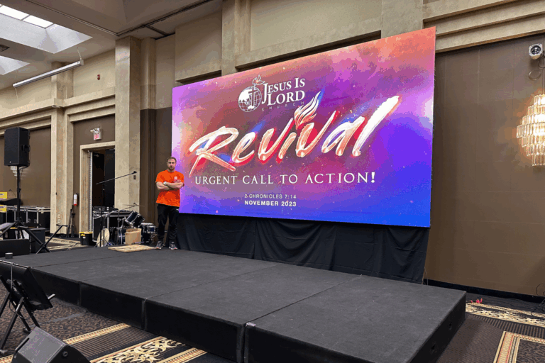 LED display installation for a commercial presentation space