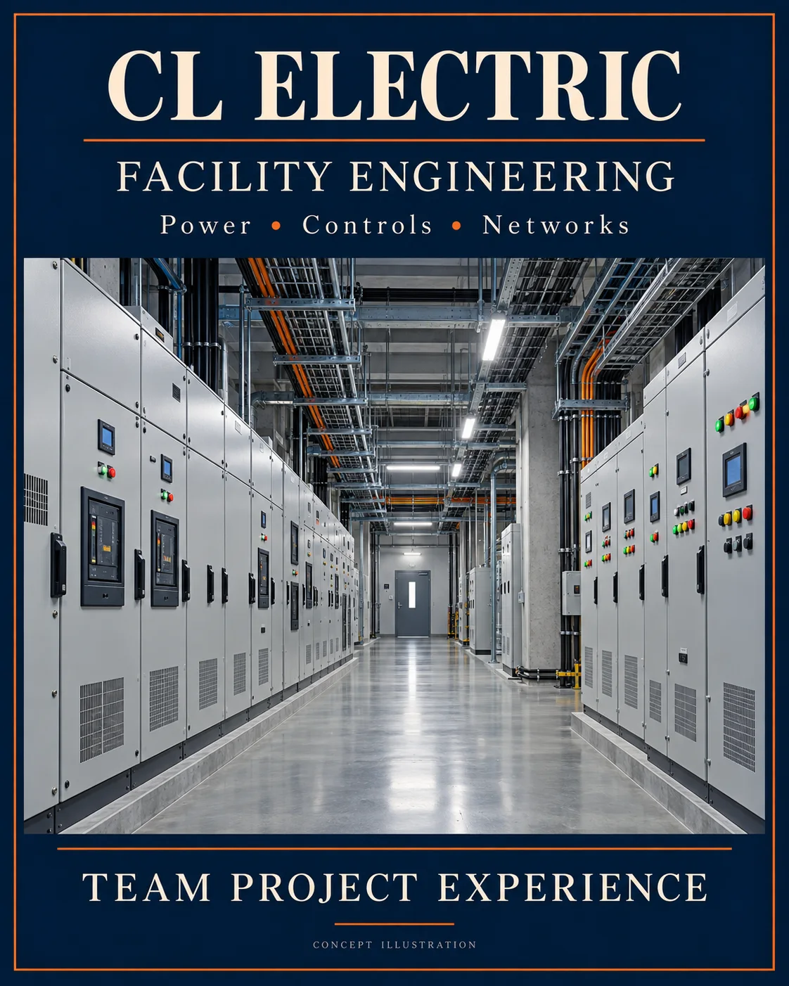 Facility engineering project cover — conceptual illustration