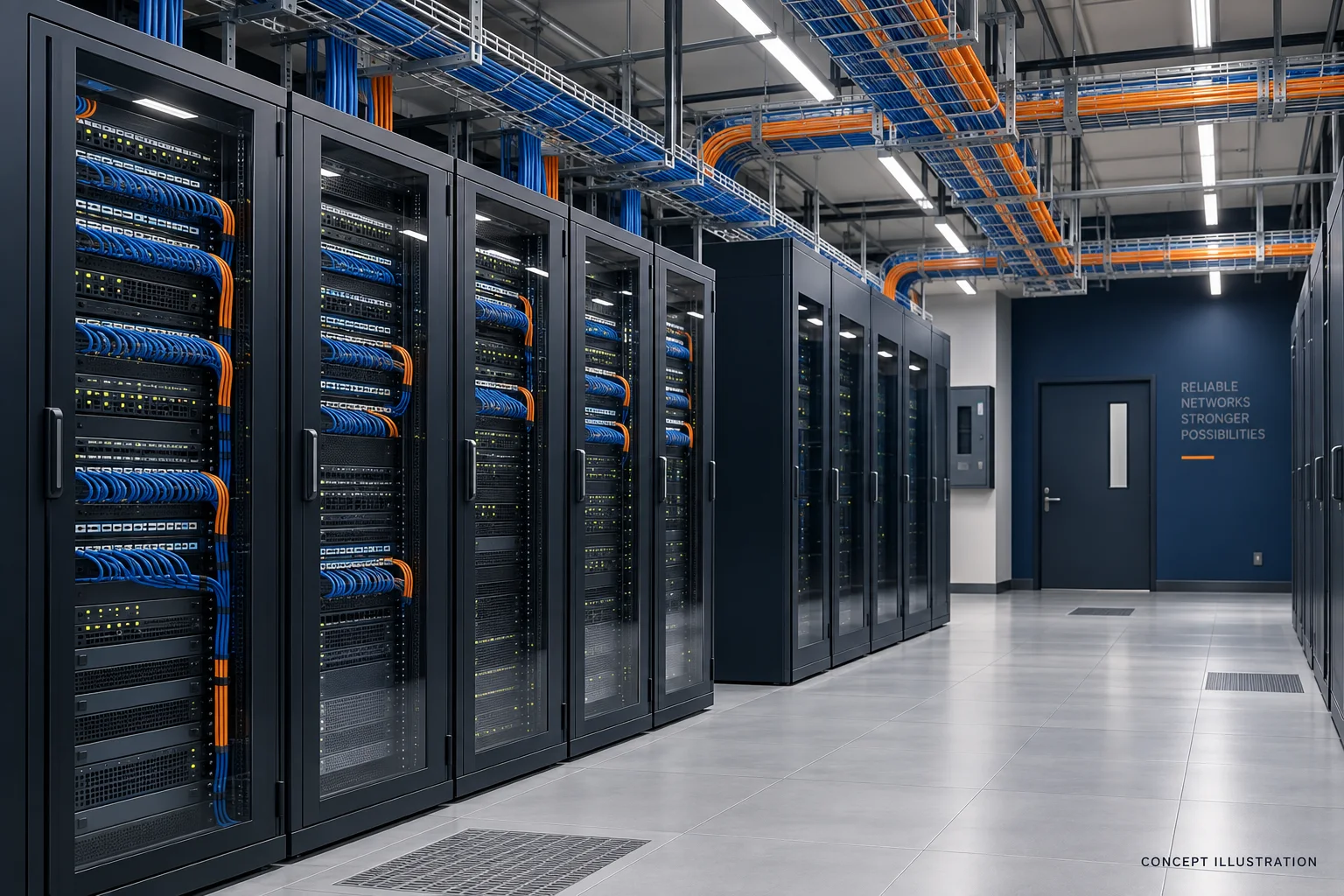 Structured cabling and network infrastructure — conceptual illustration