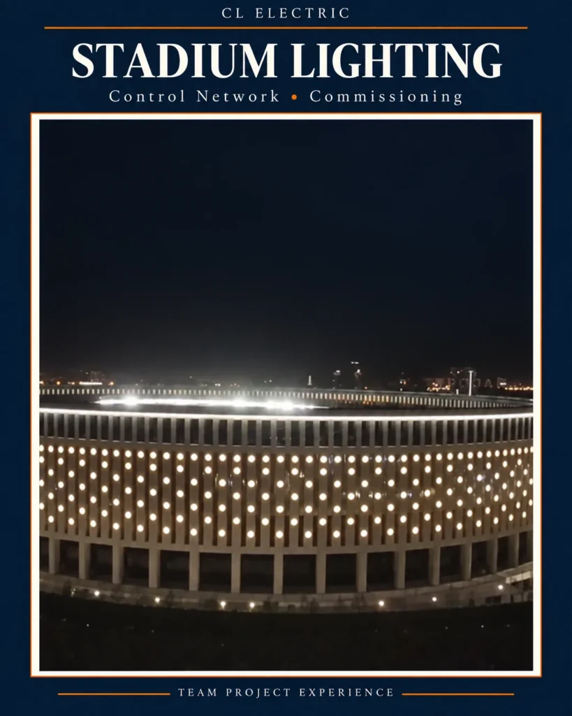 Stadium lighting control network and commissioning — CL ELECTRIC team project experience