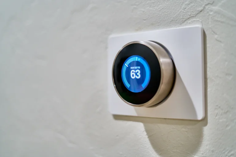 Wall-mounted smart thermostat illustrating home climate control